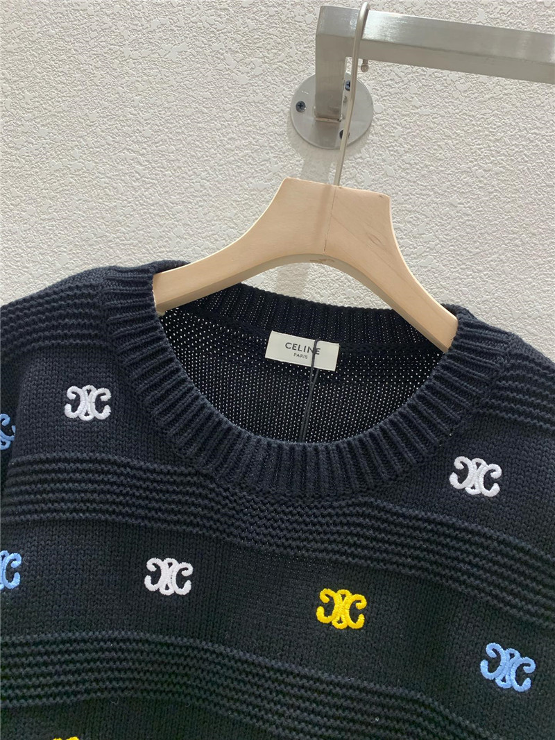 Ce1i*e multicolor triomphe knit sweater in black
