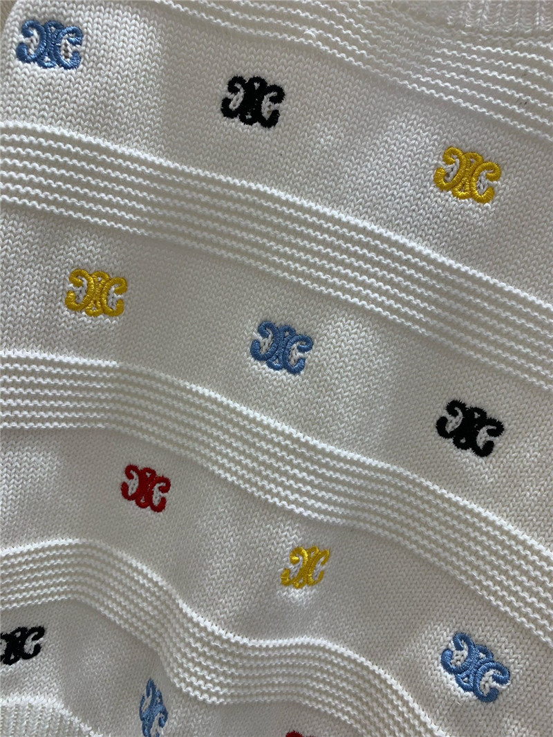 Ce1i*e multicolor triomphe knit sweater in white
