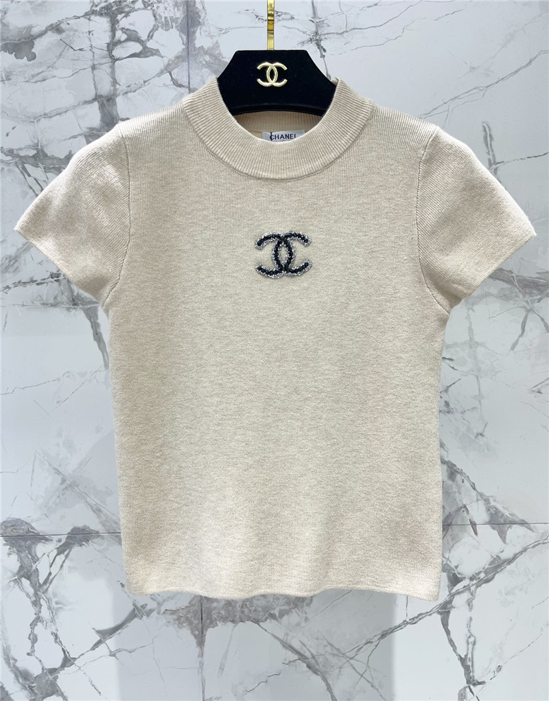 Ch**el flying sleeve knitted short sleeve replica clothes
