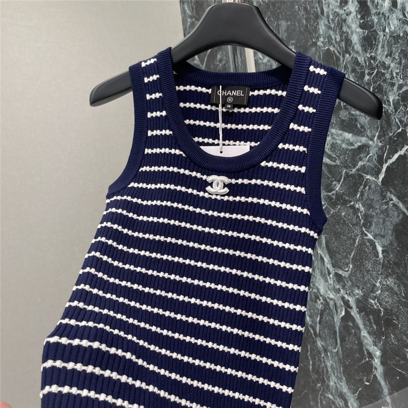 Ch**el striped knitted vest replica designer clothes