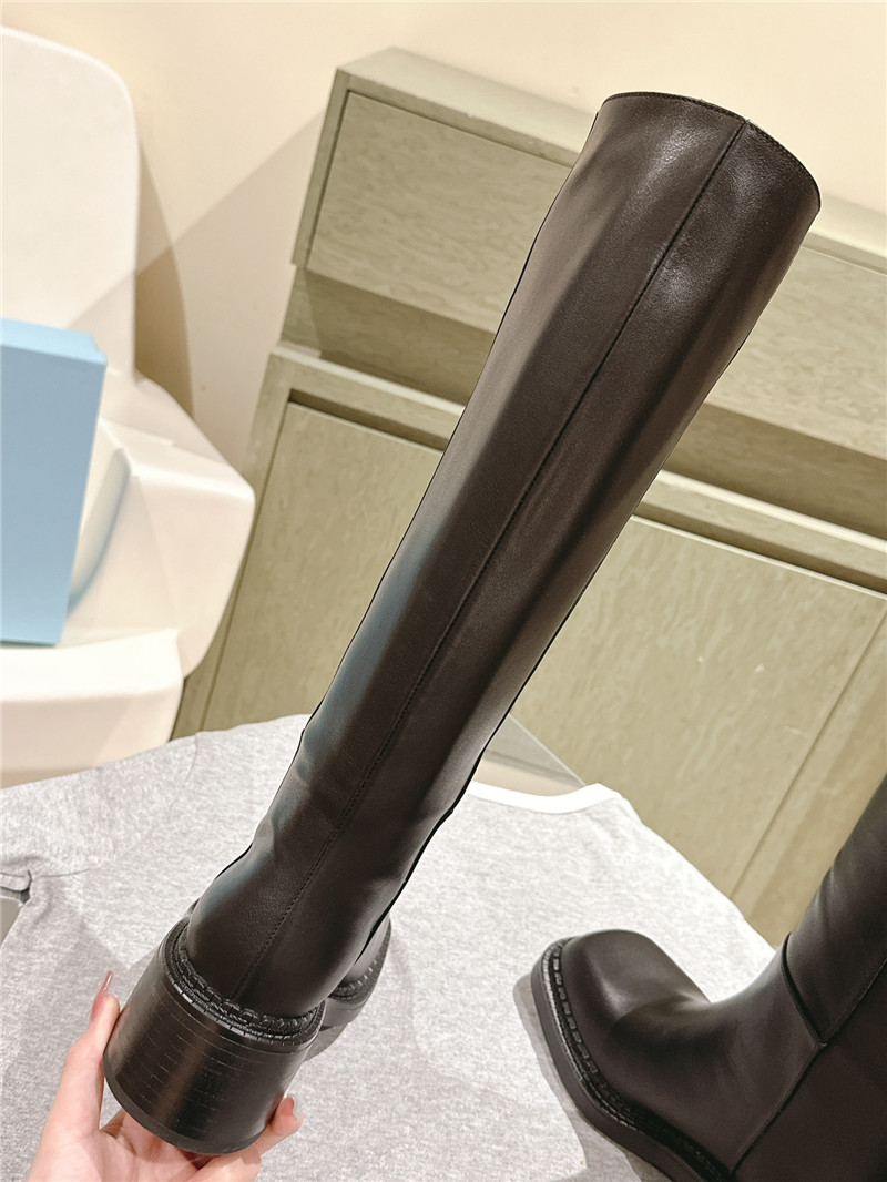 Pra*a phenix black leather knee-high boots