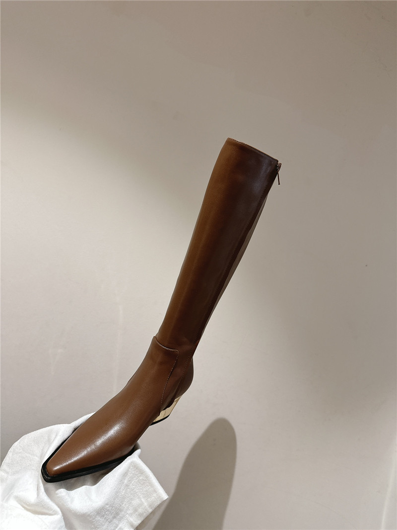 b0tt*ga Ven*ta tex brown leather knee-high boots