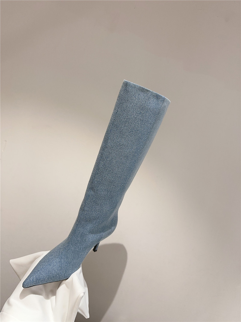 A1exa*der wang denim pointed toe knee-high boots