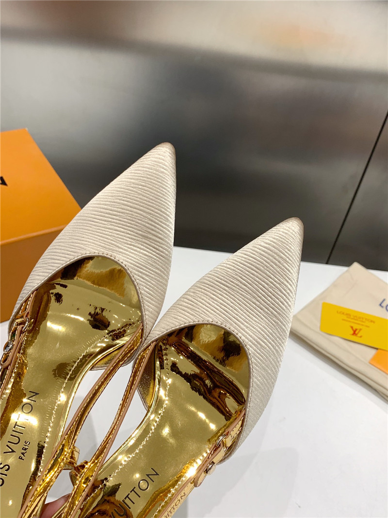 l0vis Vvtt0n blossom slingback pumps ivory & gold