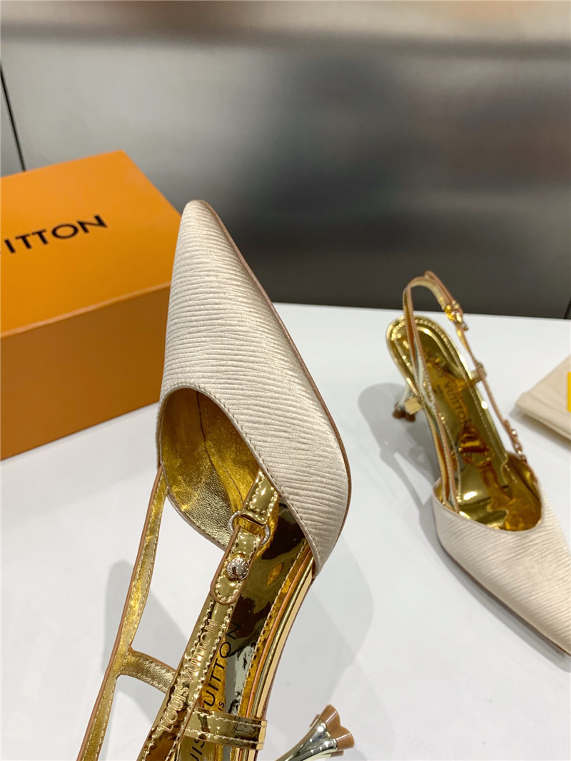 l0vis Vvtt0n blossom slingback pumps ivory & gold