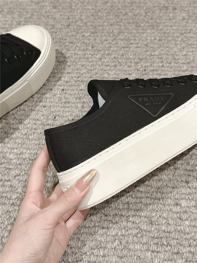 Pra*a black lace-up platform canvas sneakers