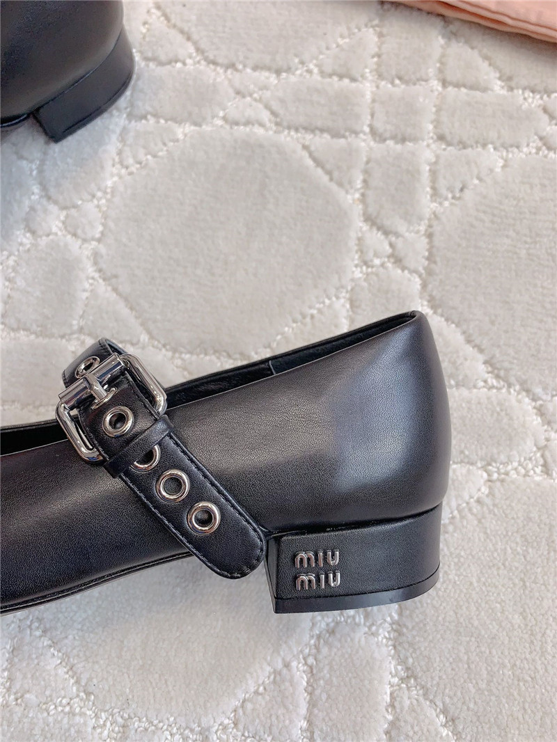 Miu Miu 25 Leather Mary Jane Pumps Black