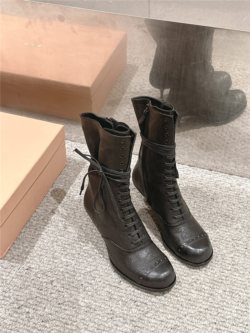 Miu Miu Victorian Style Black Leather Boots for Women
