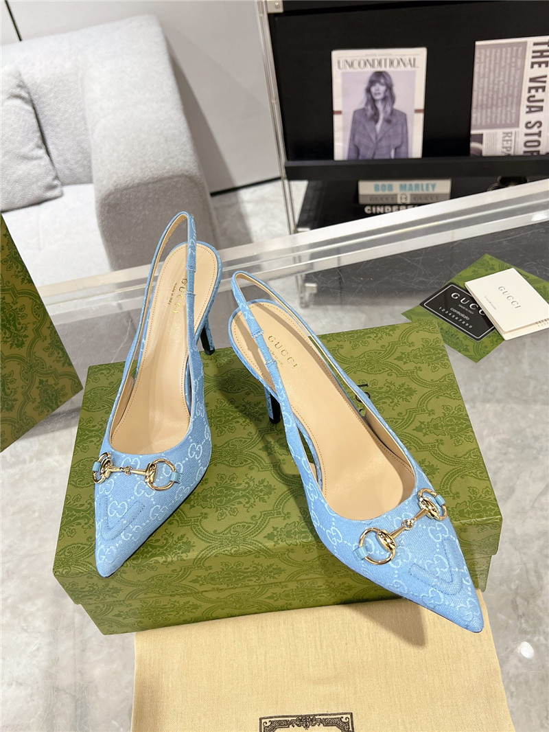Gvc*1 horsebit gg canvas slingback pumps in blue