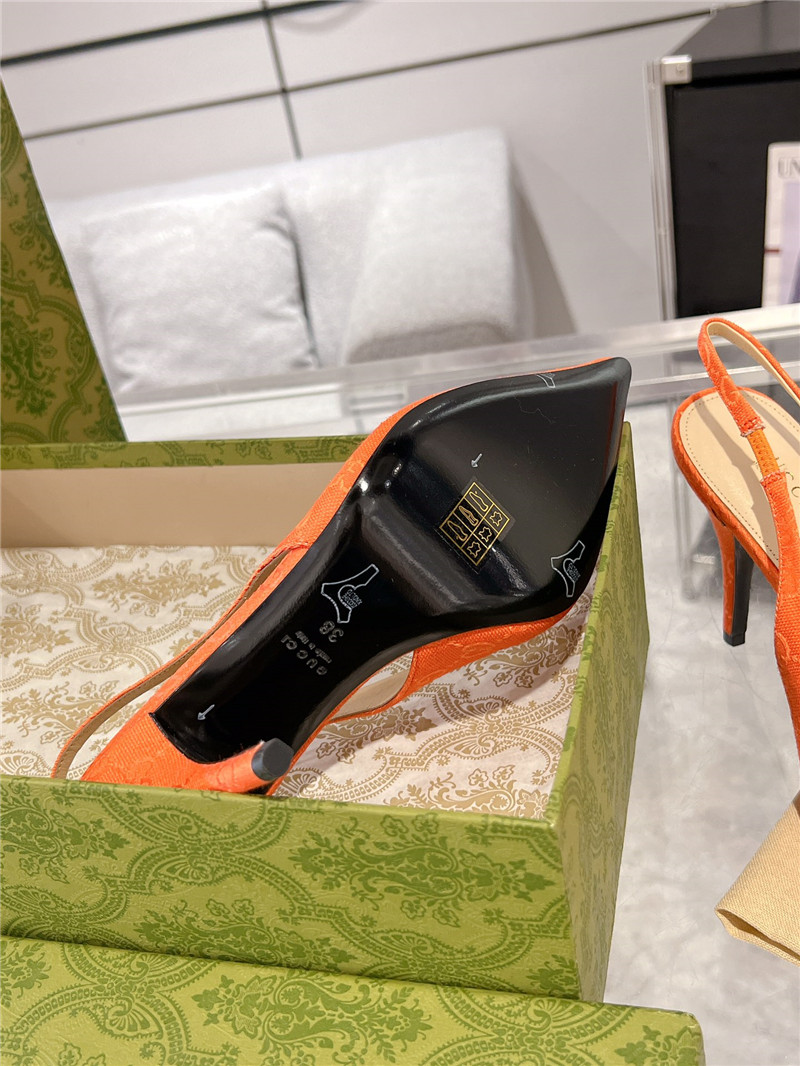 Gvc*1 horsebit gg canvas slingback pumps in orange