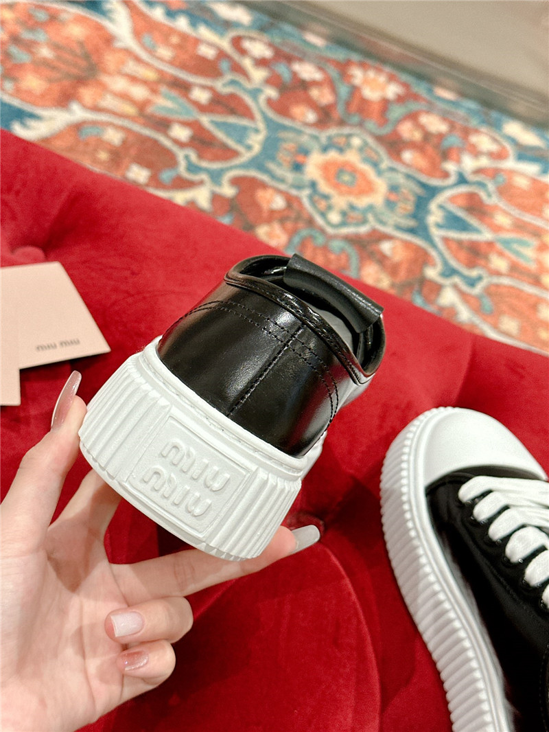 Miu Miu Black Leather Platform Sneakers Women