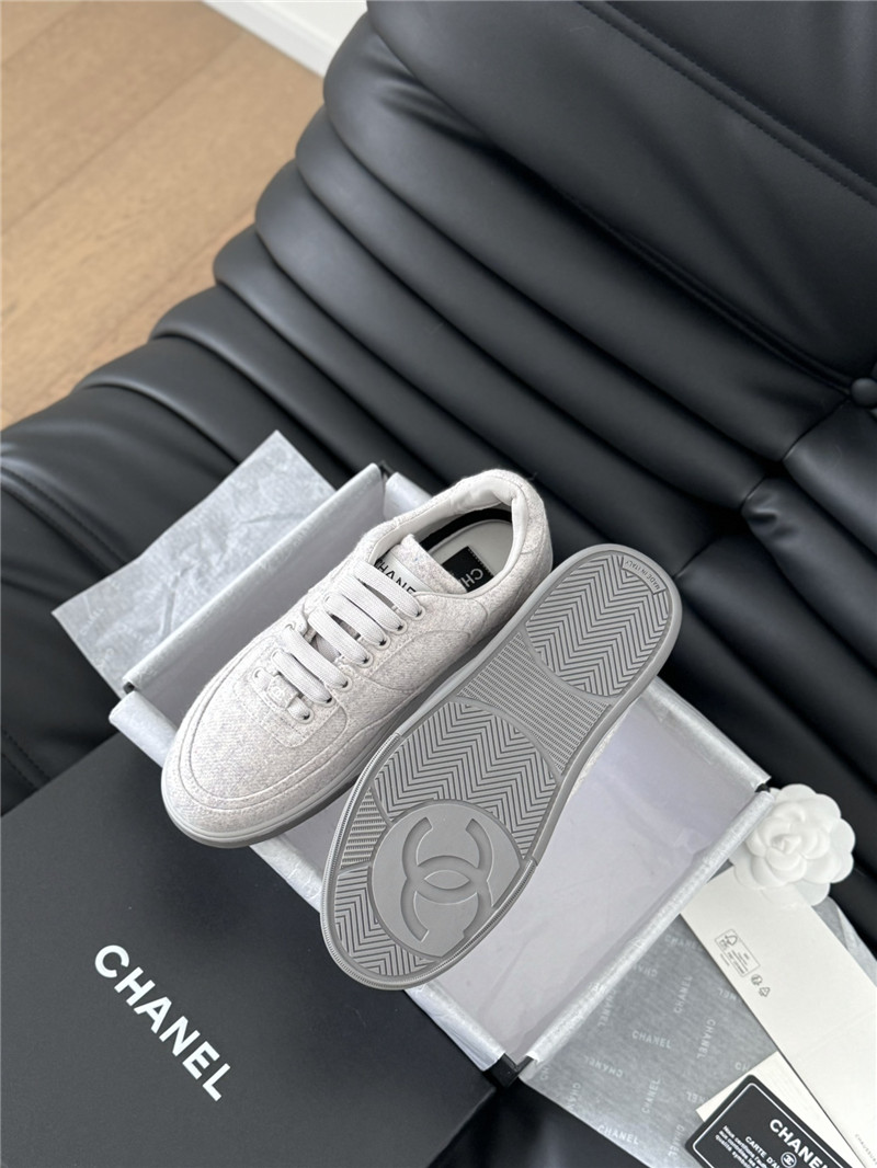Ch**el gray lace-up logo sneakers