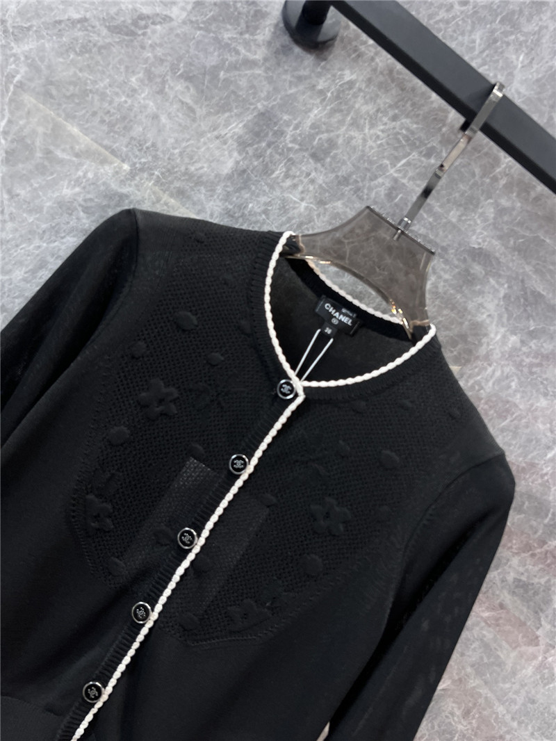 Ch**el crop lace trim cardigan black