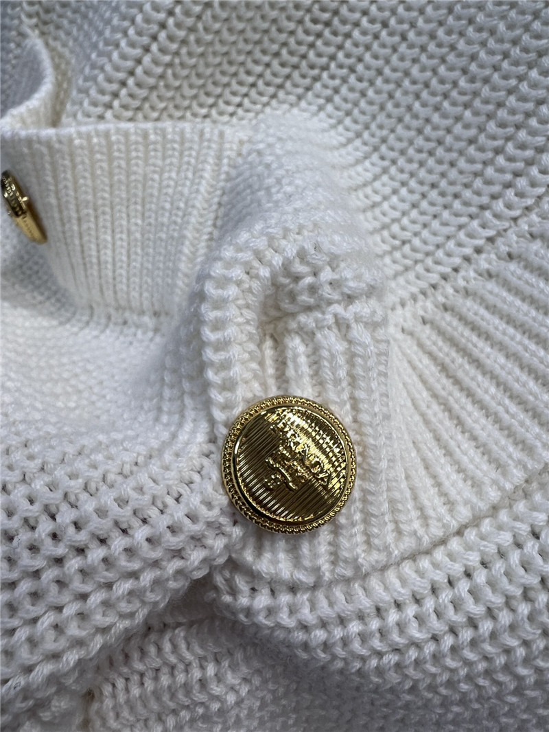 Pra*a logo-intarsia v-neck rib cardigan white