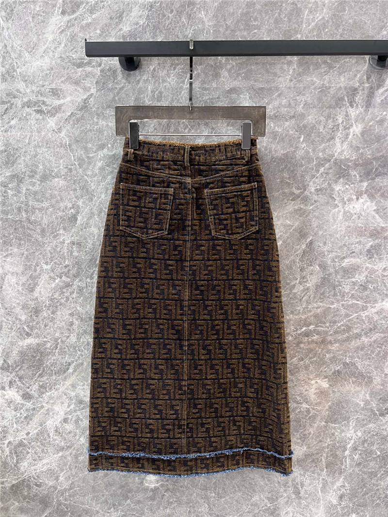 F**di high waist a-line denim skirt replica designer clothes