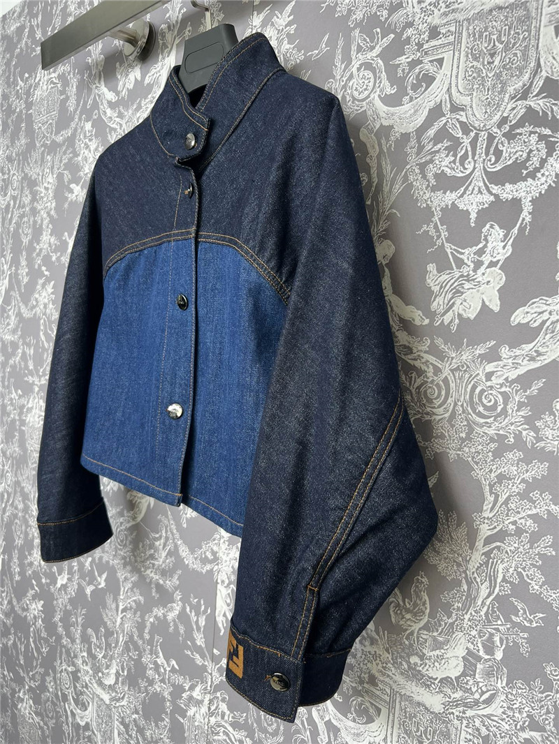 F**di denim stand collar jacket replica clothing sites