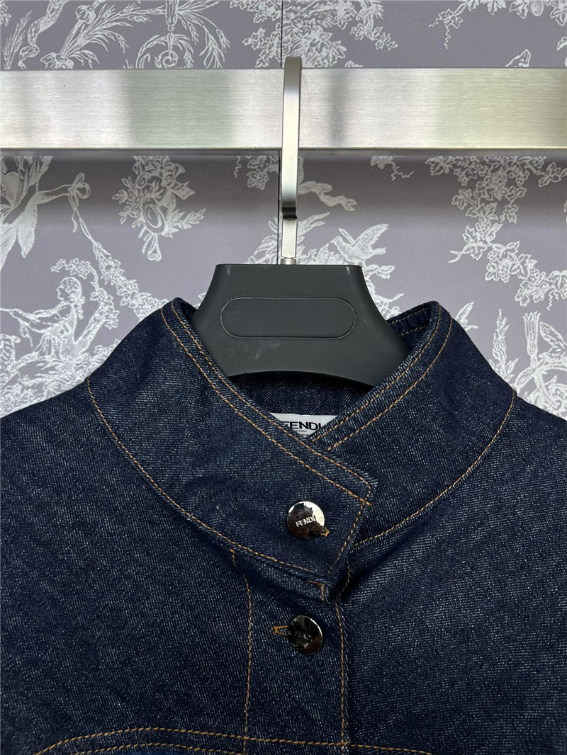 F**di denim stand collar jacket replica clothing sites
