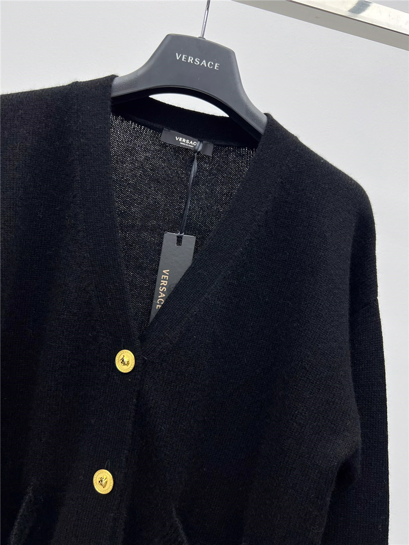 Versace Cashmere-Blend Boxy Cardigan Black