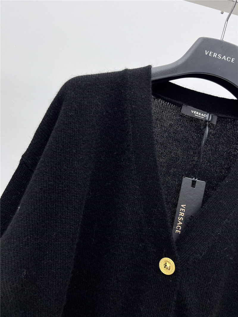 Versace Cashmere-Blend Boxy Cardigan Black