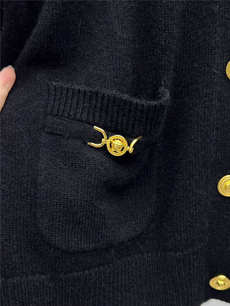 Versace Cashmere-Blend Boxy Cardigan Black