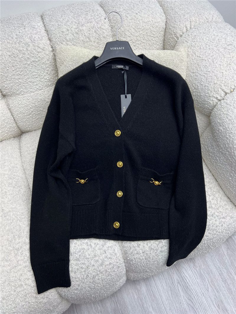 Versace Cashmere-Blend Boxy Cardigan Black