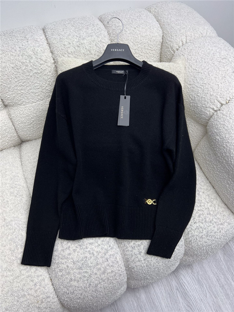 Versace Cashmere-Blend Boxy Sweater in Black