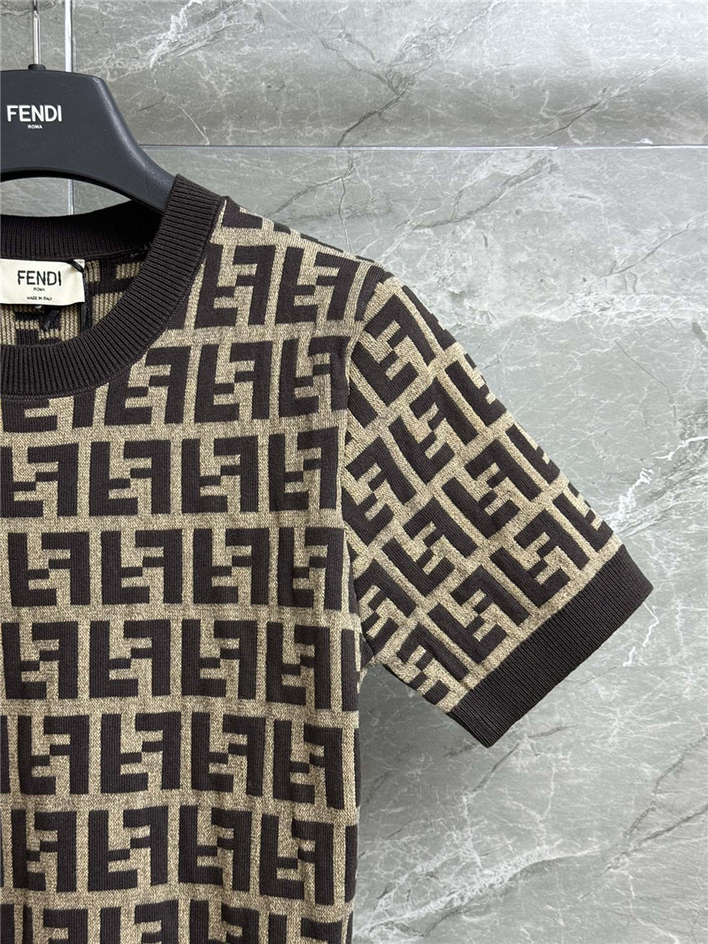 F**di ff short-sleeve cotton knit sweater brown