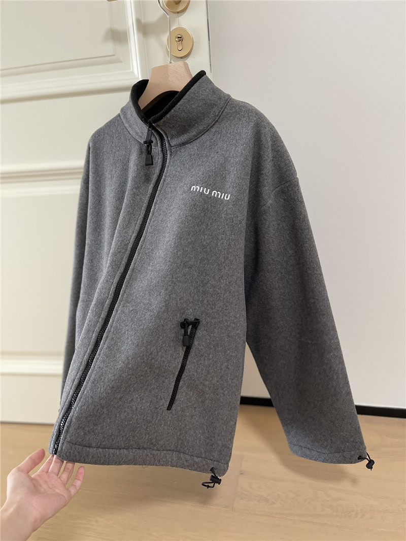 M1um1u stand collar fleece jacket replicas clothes
