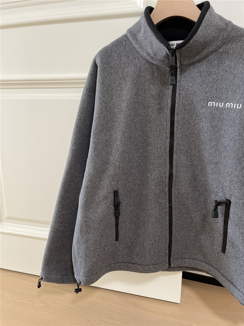 M1um1u stand collar fleece jacket replicas clothes