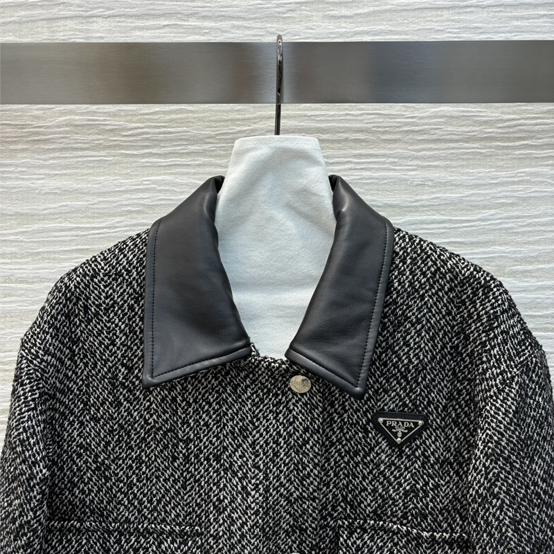 Pra*a patchwork wool coat replica designer clothes