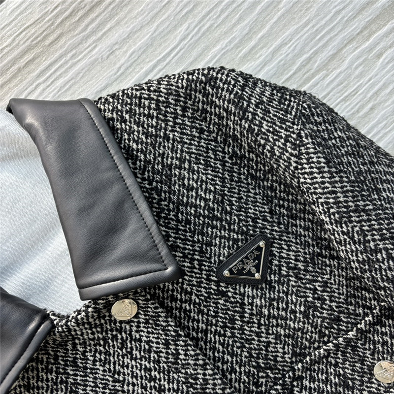 Pra*a patchwork wool coat replica designer clothes