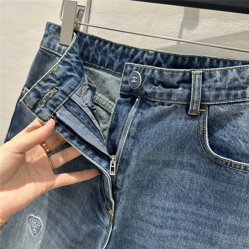 Ch**el denim straight pants replica clothes