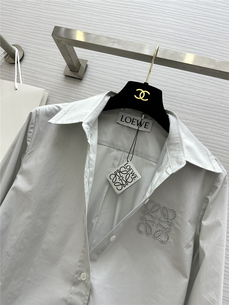 L0ew* embroidered raw edge shirt replicas clothes