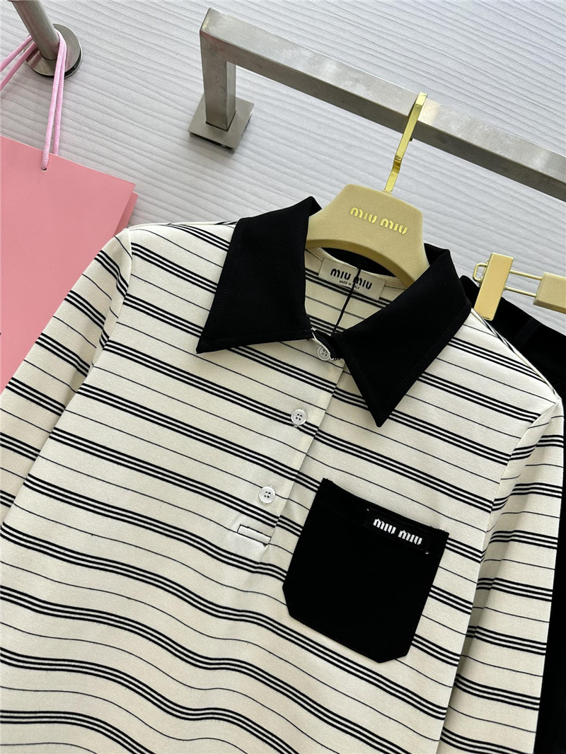 M1um1u striped polo long-sleeved suit replicas clothes