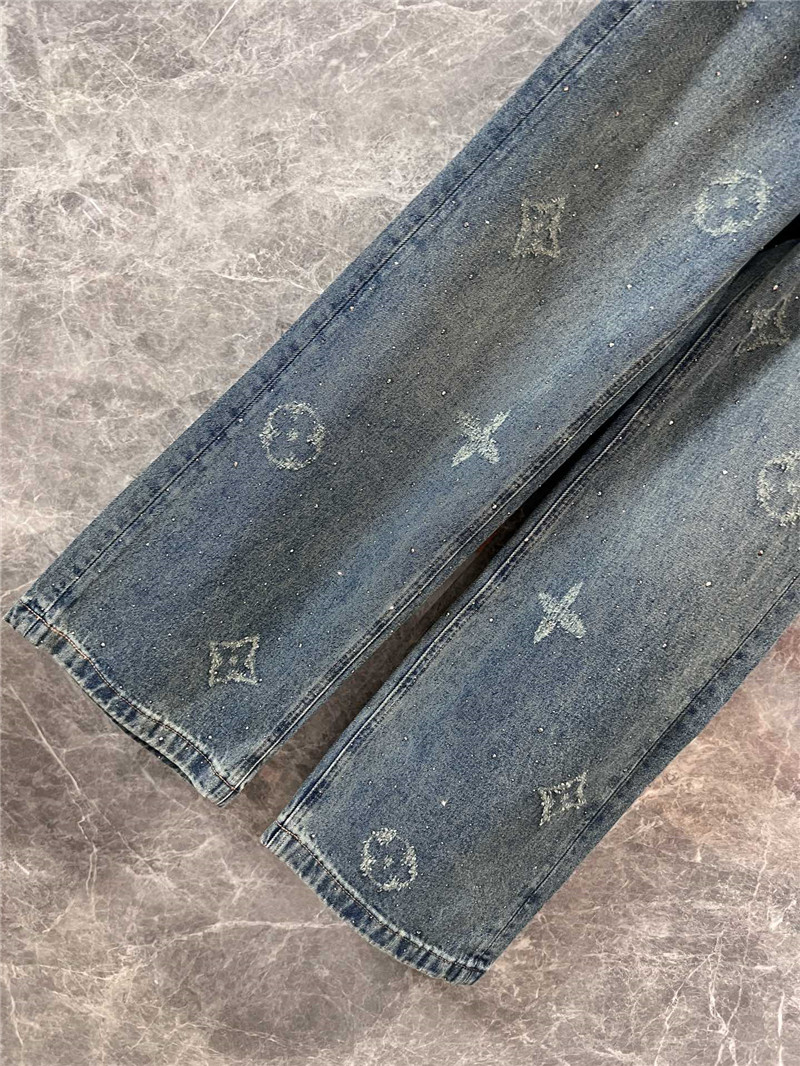 l0vis Vvtt0n lv rhinestone denim trousers replicas clothes