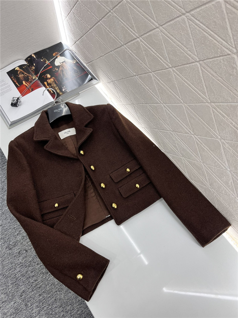 Ce1i*e lapel tweed jacket replica clothes