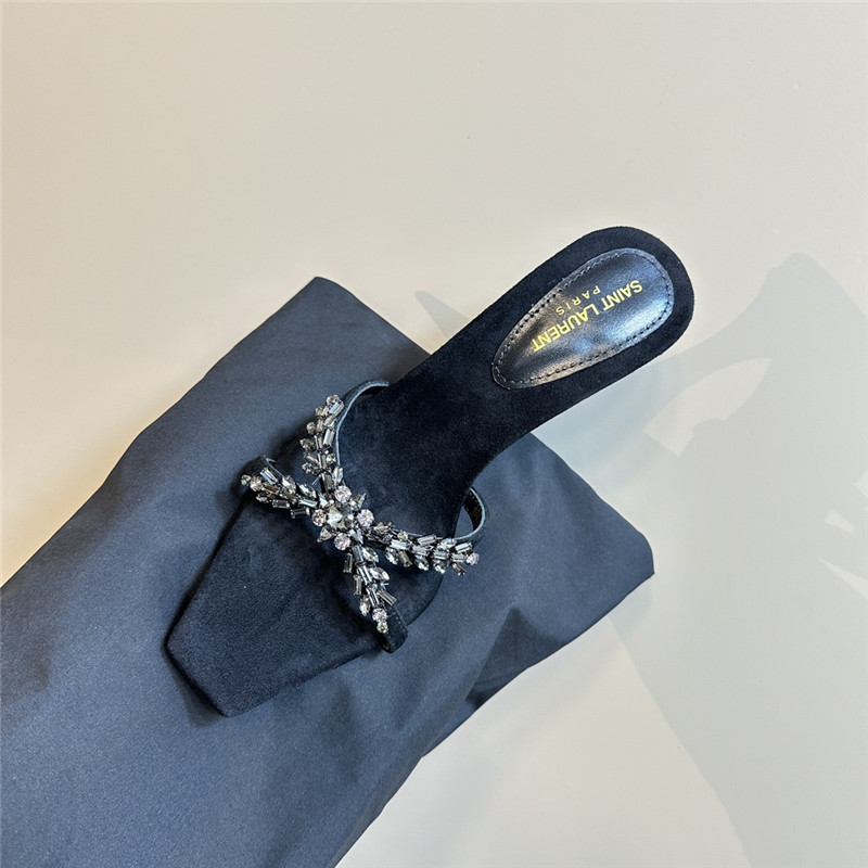 Y51 liz mules in black suede and rhinestone