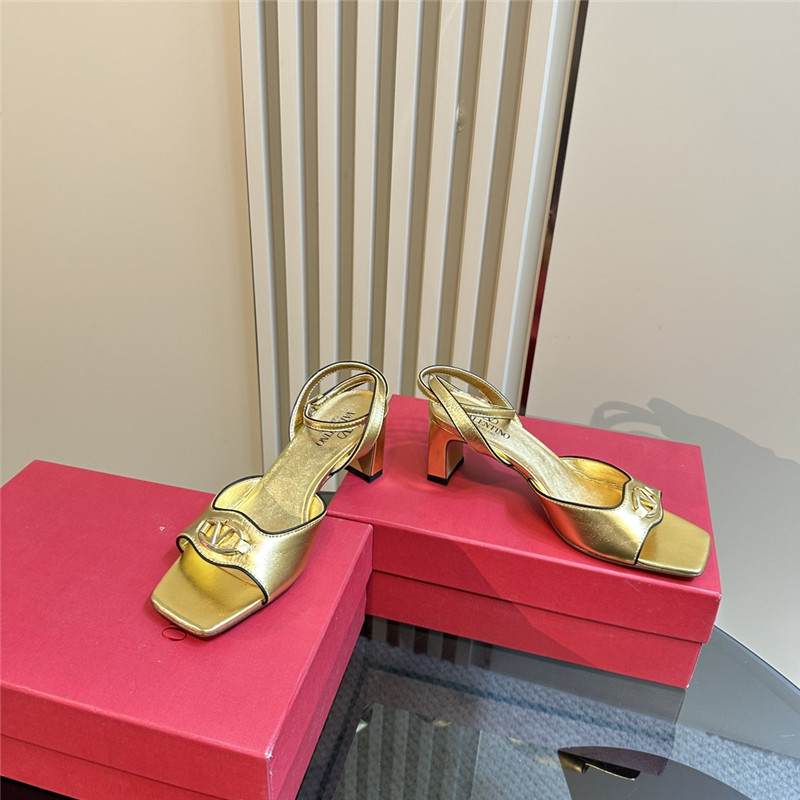 Va1e*ntin0 vlogo locker sandals gold mirrored calfskin