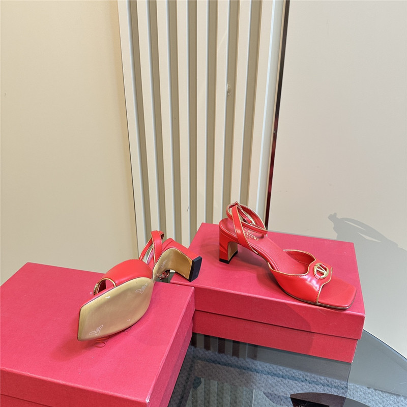 Va1e*ntin0 vlogo locker sandals in red mirrored calfskin