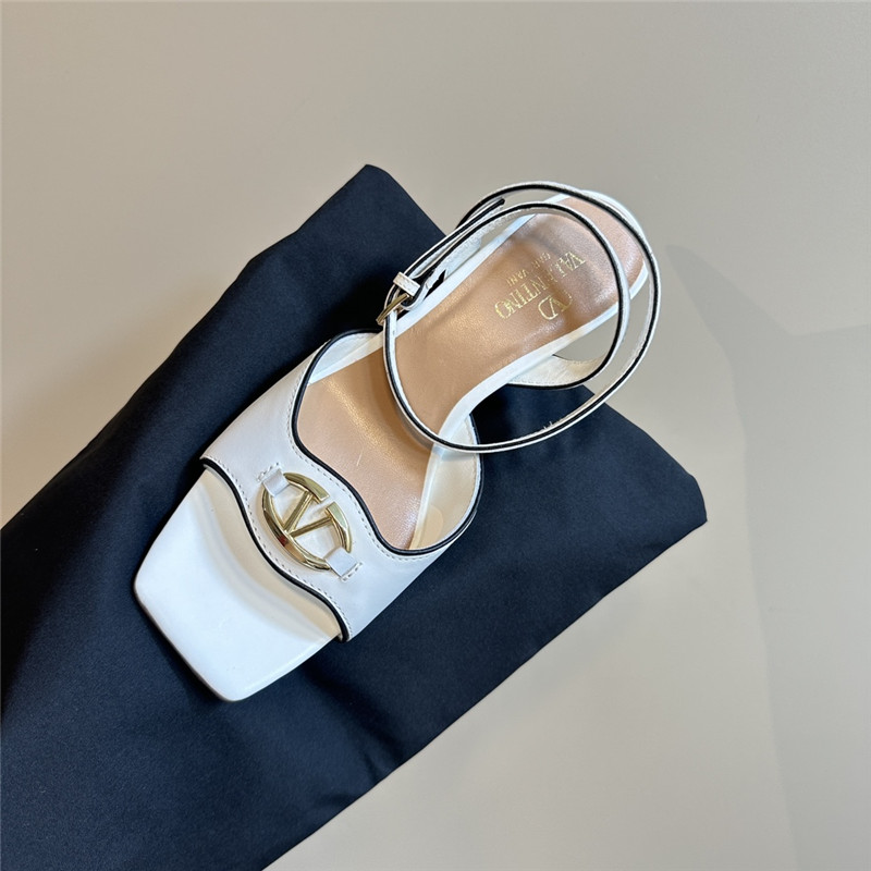 Va1e*ntin0 vlogo locker sandals in white mirrored calfskin