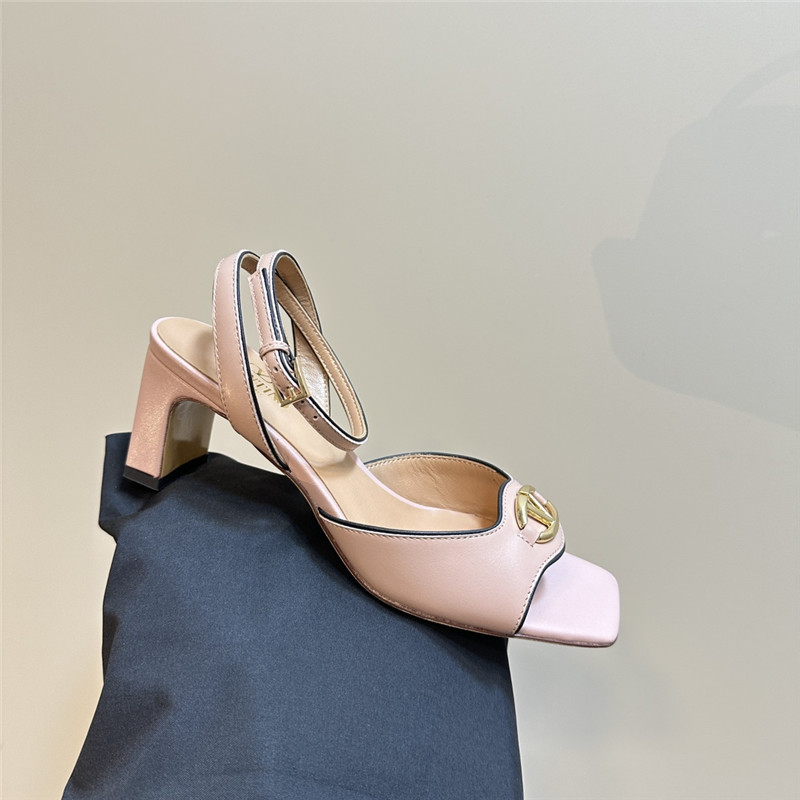 Va1e*ntin0 vlogo locker sandals in pink mirrored calfskin
