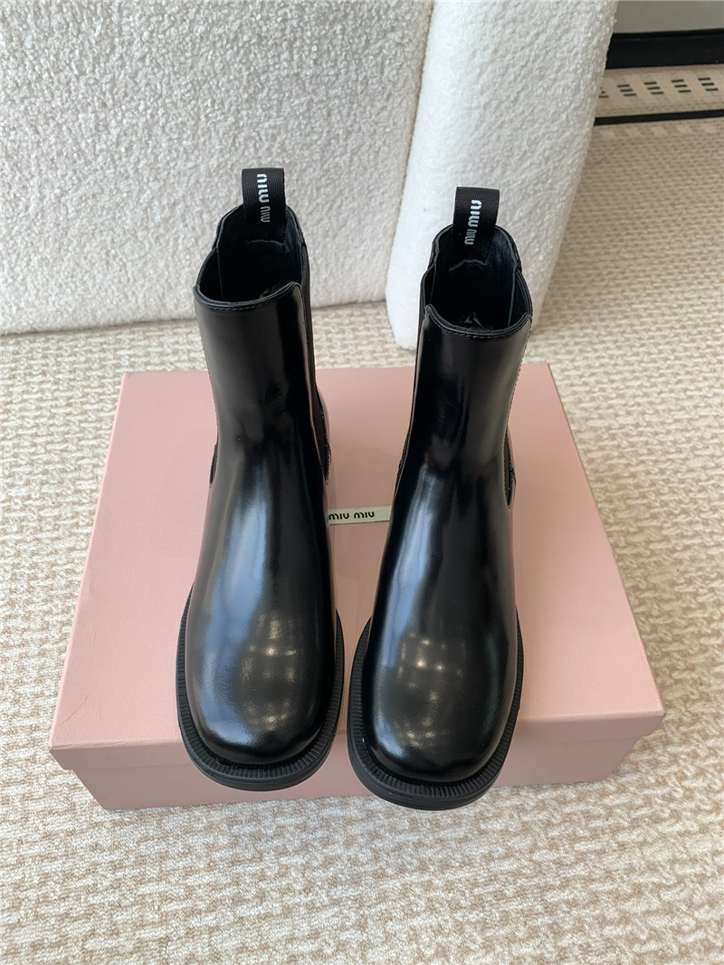Miu Miu Black Flat Chelsea Boots