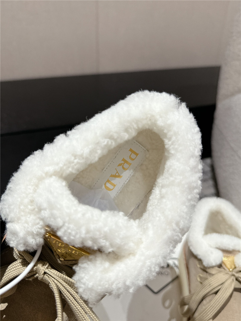 Pra*a winter suede shearling platform ankle boots