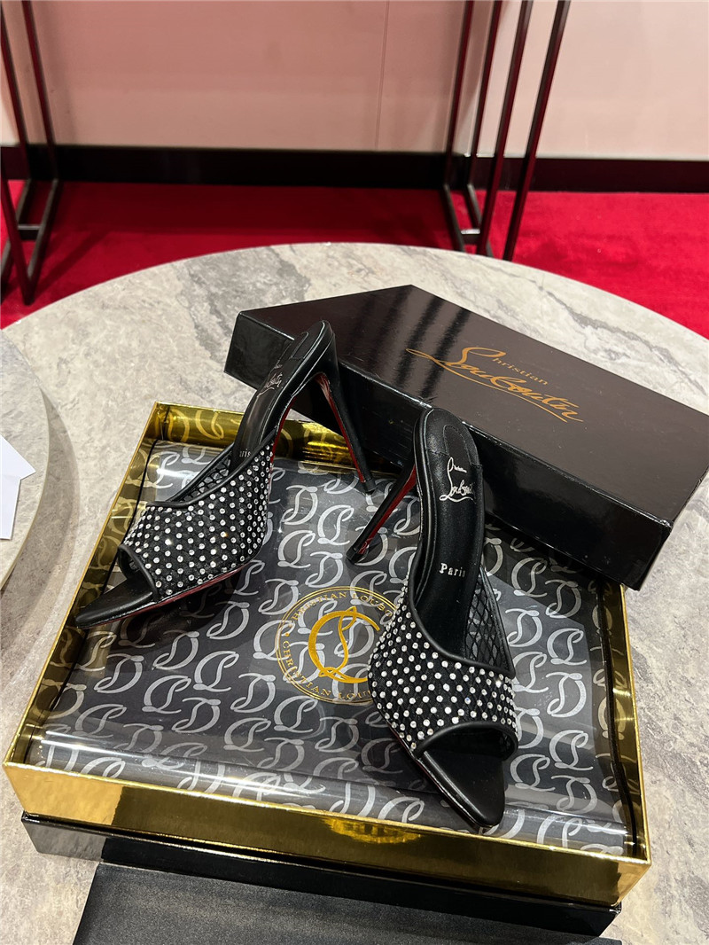 Chr1st1an louboutin black apostropha mule mesh strass