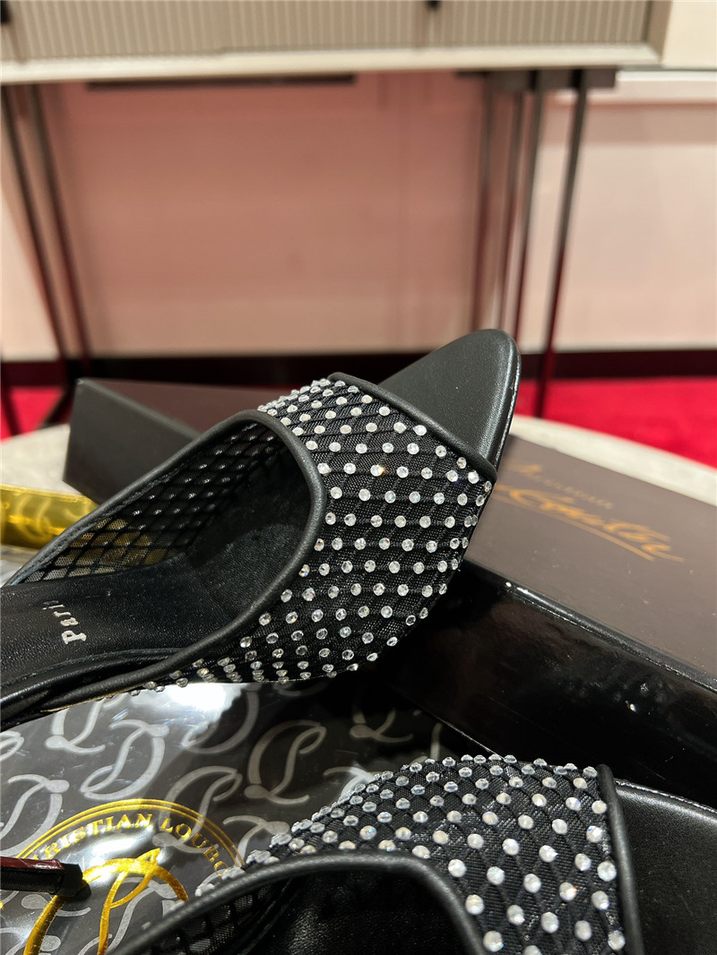 Chr1st1an louboutin black apostropha mule mesh strass