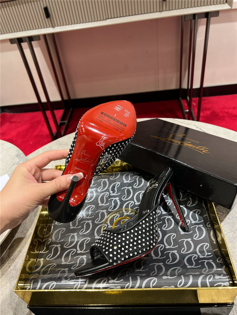 Chr1st1an louboutin black apostropha mule mesh strass