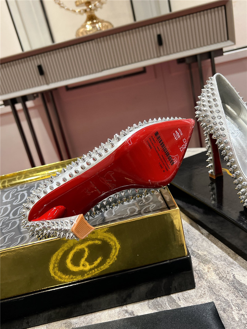Chr1st1an louboutin spikes 100mm pumps silver