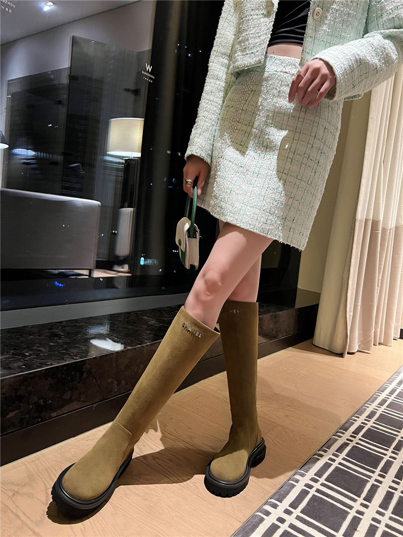 Ch**el women’s brown suede knee-high boots