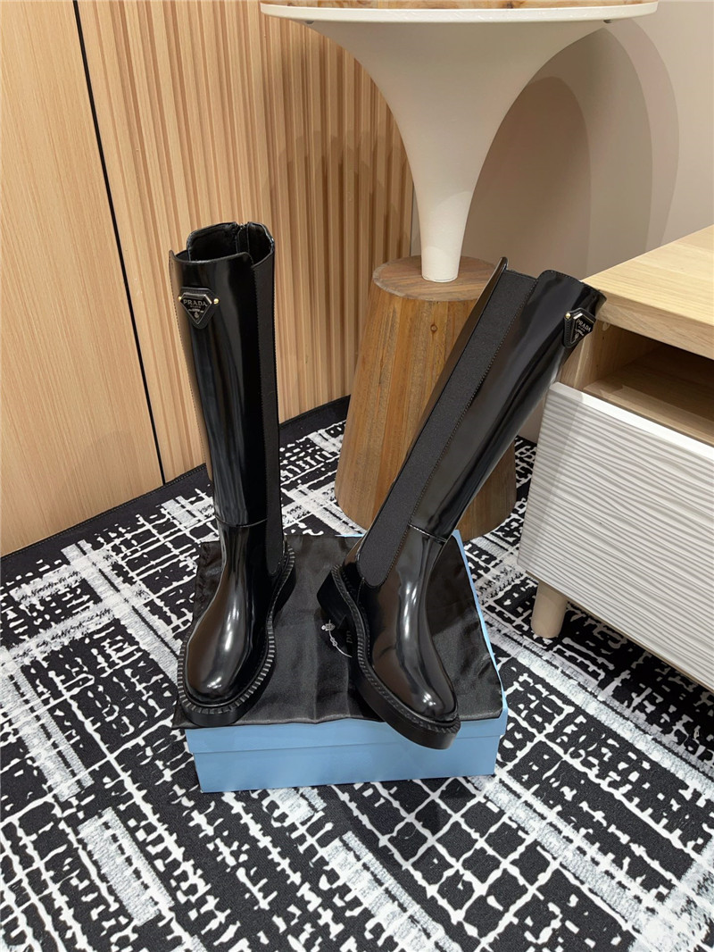 Pra*a patent leather chelsea knee-high boots