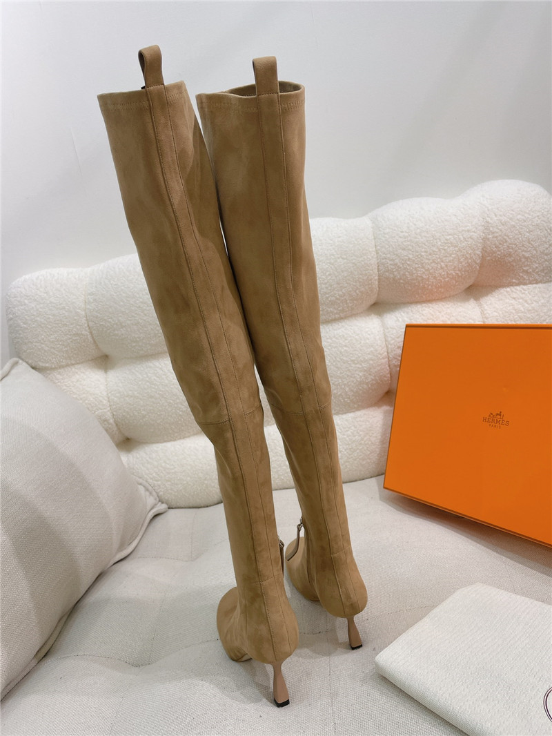 H**me5 brown suede over-the-knee boots
